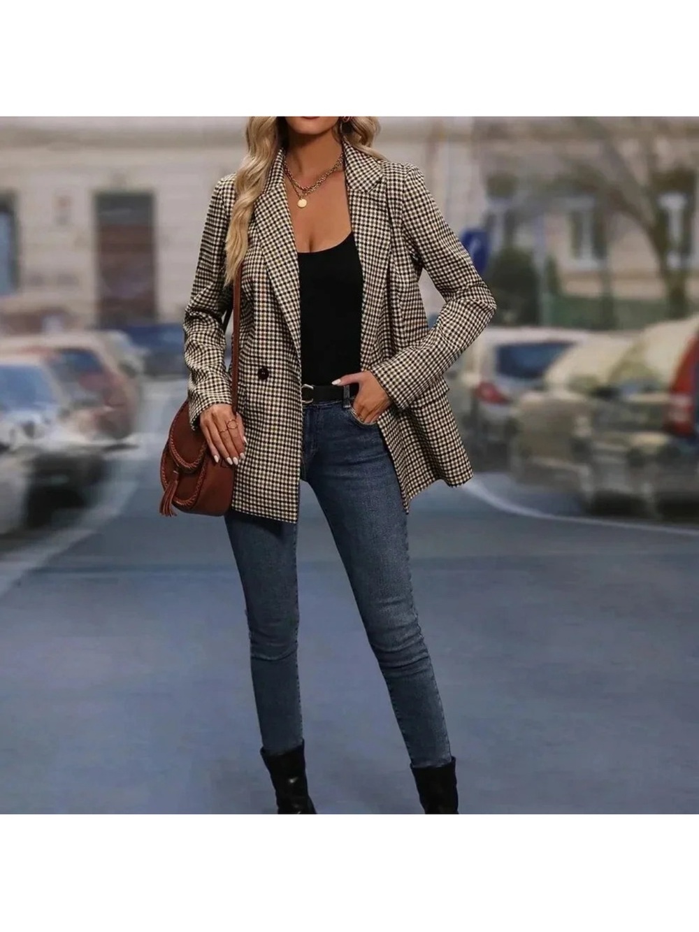 Vero Moda Oversized Houndstooth Blazer Jacket